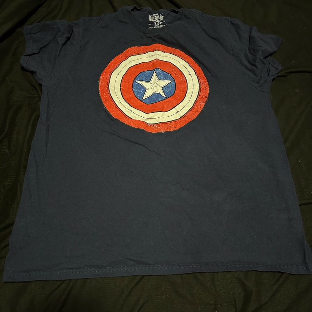 Red and White Short Sleeve Tee with Iconic Shield Design